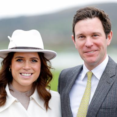 Princess Eugenie and Jack Brooksbank attend day 2 'Style Wednesday' of the Cheltenham Festival on March 13, 2024 in Cheltenham, England.