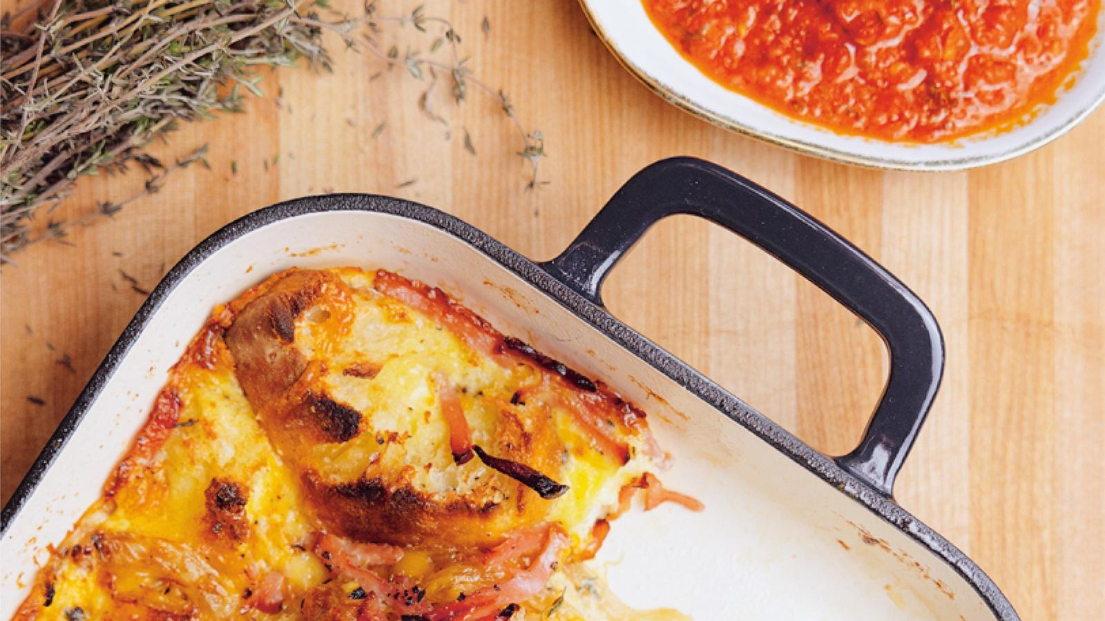 PHOTO: A savory bread pudding from "Chuck's Home Cooking."