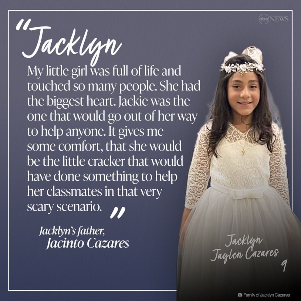 PHOTO: Jacinto Cazares on his daughter, Jacklyn Cazares, who was among those killed in the shooting at Robb Elementary School, May 24, 2022, in Uvalde, Texas.