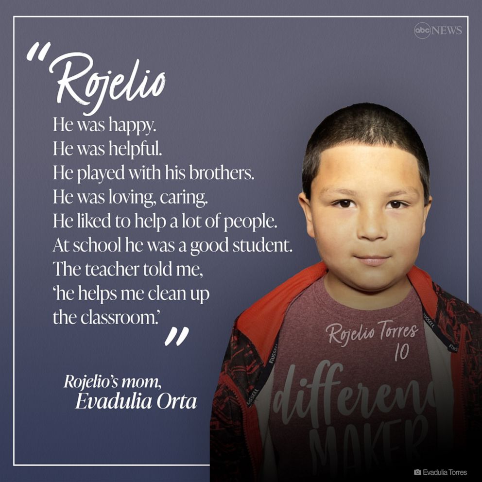 PHOTO: Evadulia Orta on her son, Rojelio Orta, who was among those killed in the shooting at Robb Elementary School, May 24, 2022, in Uvalde, Texas.