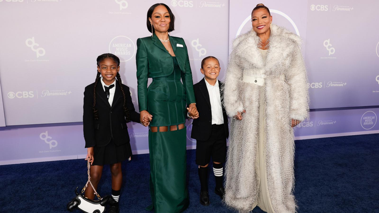 PHOTO: Queen Latifah and Eboni Nichols with Kaavia Wade and Rebel attend the 52nd American Music Awards, May 25, 2026 in Las Vegas.