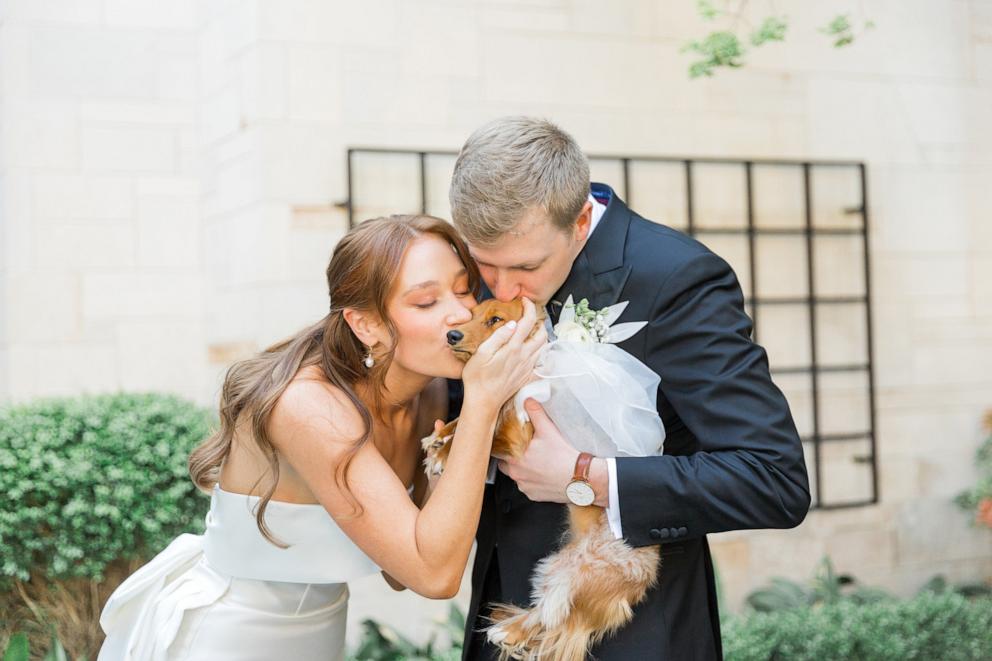 PHOTO: Madeline and Quinn Meineke found a unique way to include their pet dachshund Pennie in their April 2024 wedding.