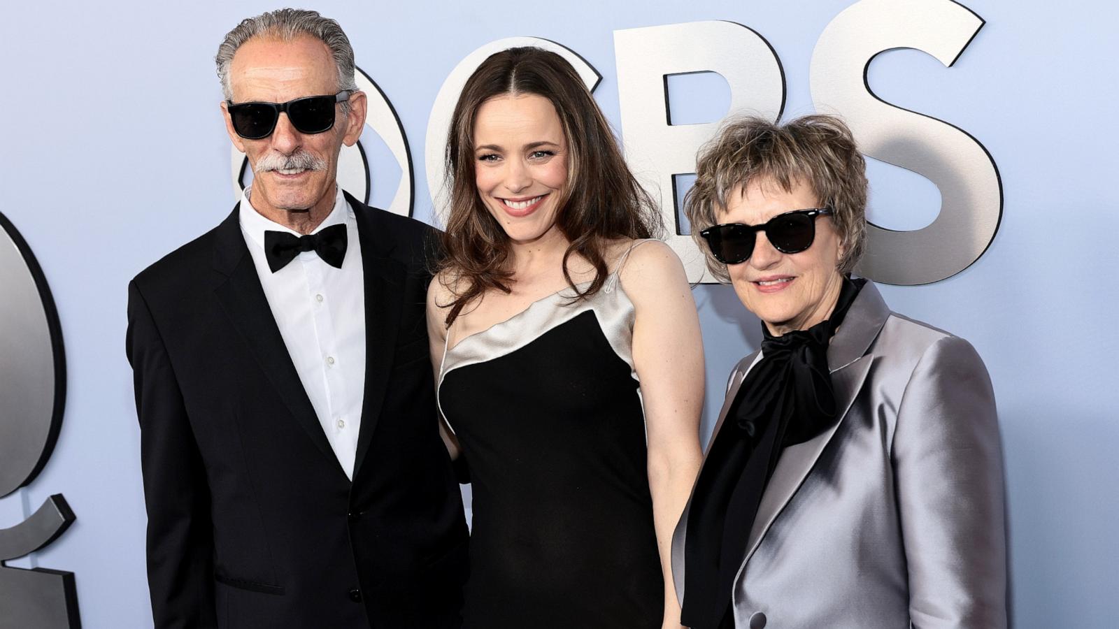 PHOTO: Lance McAdams, Rachel McAdams, and Sandra McAdams attend the The 77th Annual Tony Awards at Lincoln Center in New York City, June 16, 2024.