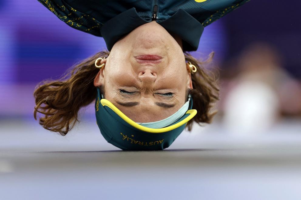 PHOTO: Australia's Rachael Gunn, known as B-Girl Raygun, competes in the breaking competition at the 2024 Paris Olympics, Aug. 9, 2024