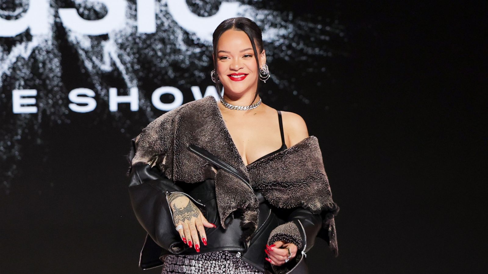 PHOTO: Rihanna at the Super Bowl LVII Halftime Show Press Conference held at Phoenix Convention Center on Feb. 9, 2023 in Phoenix.