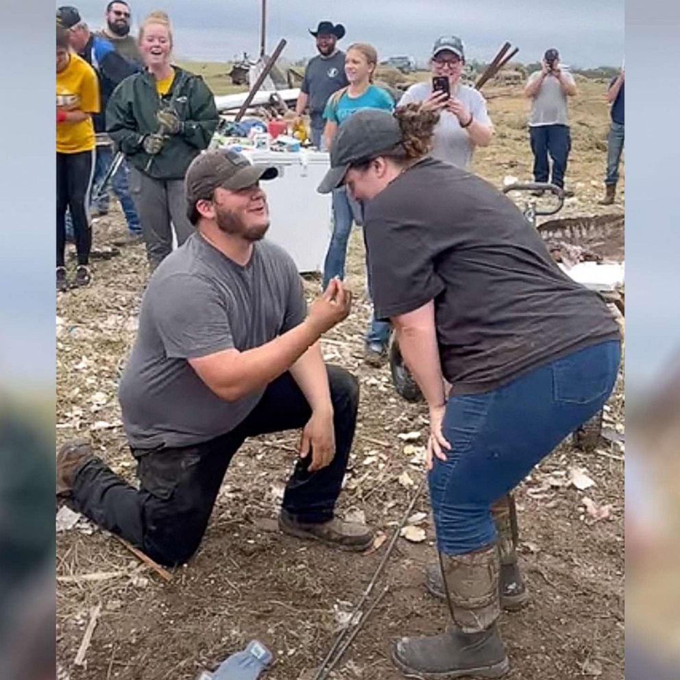 VIDEO: Couple gets engaged after finding lost ring during tornado clean up