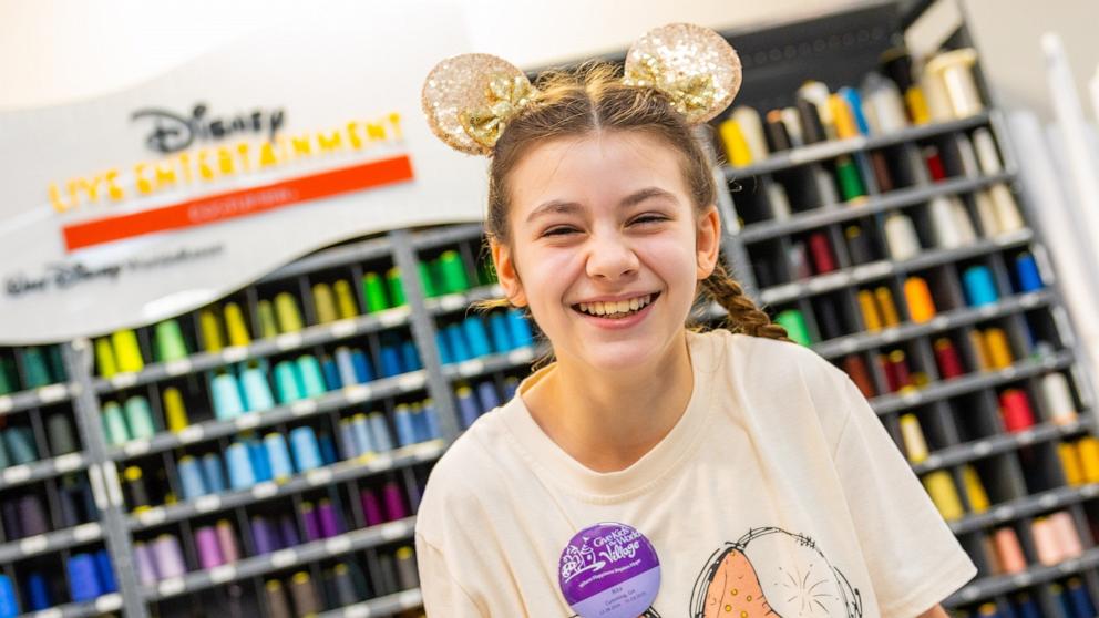 PHOTO: 10-year-old Rita had her dream of seeing how a Cinderella ballgown is made come true.