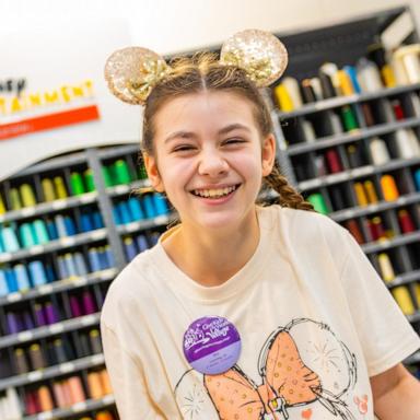 PHOTO: 10-year-old Rita had her dream of seeing how a Cinderella ballgown is made come true.