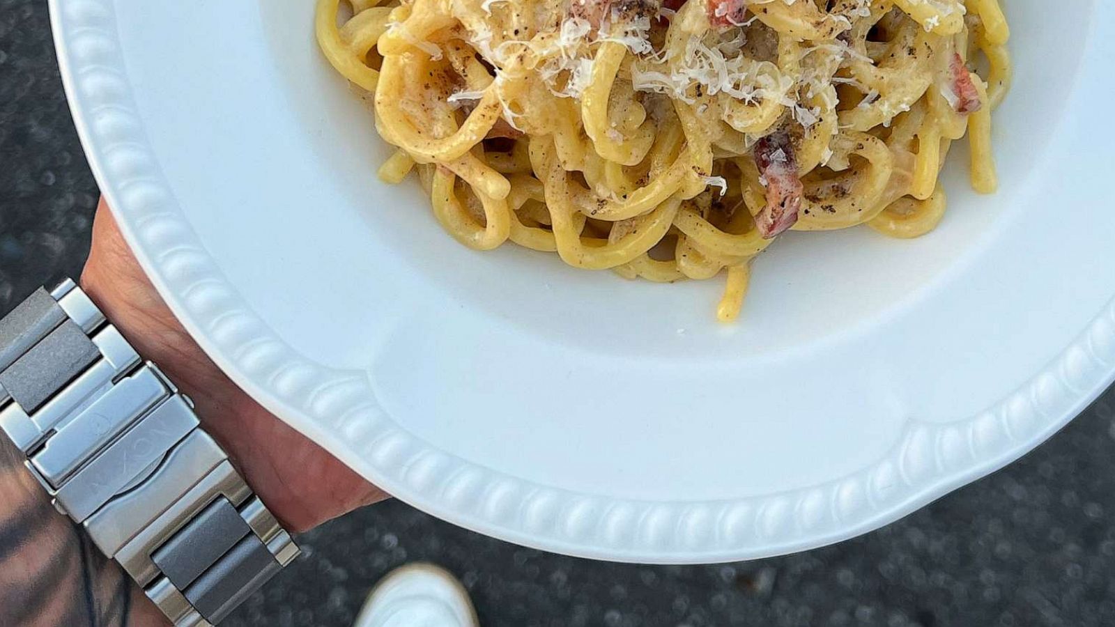 PHOTO: A bowl of ramen carbonara.