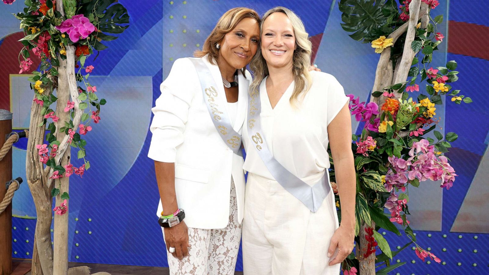 PHOTO: GMA’s “Road to the Ring” celebrates co-anchor Robin Roberts and longtime partner, Amber Laign with a live bachelorette party, Aug. 16, 2023, in New York.