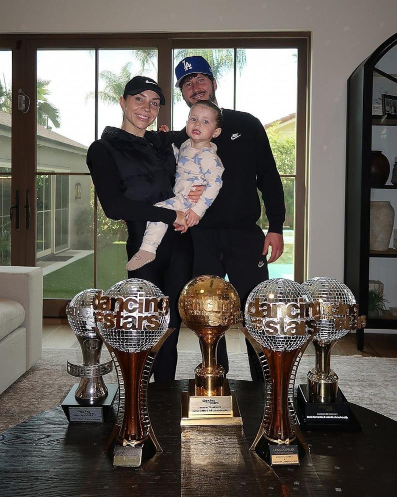 PHOTO: Jenna Johnson shares pictures of her son Rome and family together posing with Mirrorball trophies on Instagram.