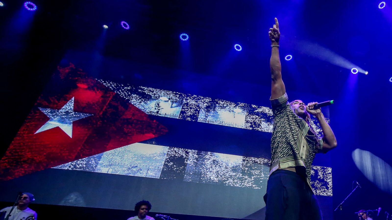 PHOTO: Yotuel performs in a concert at the WiZink Center dedicated to Hispanic American culture, Oct. 12, 2021, in Madrid, Spain.