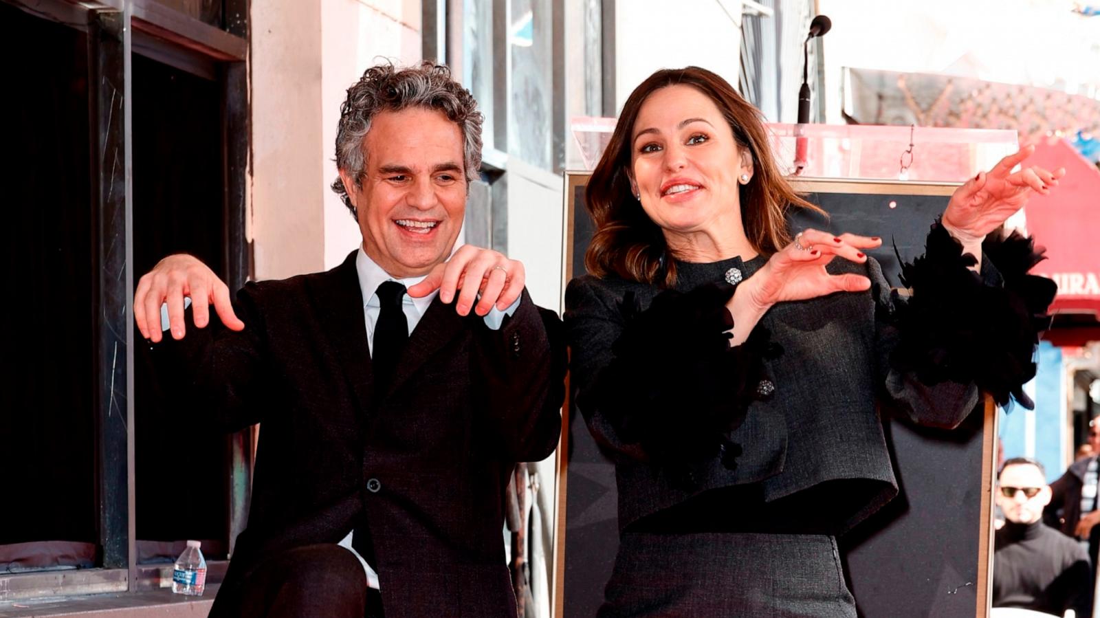 PHOTO: Mark Ruffalo and Jennifer Garner attend as actor Mark Ruffalo is honored with a star on The Hollywood Walk of Fame on Feb. 8, 2024 in Hollywood, Calif.