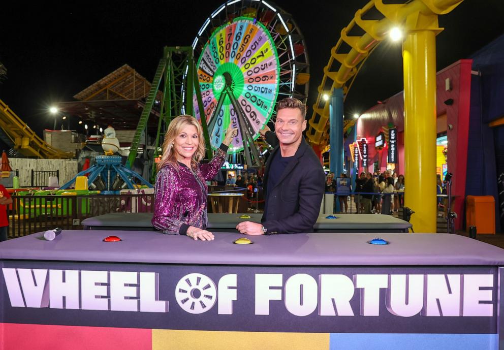 PHOTO: Vanna White and Ryan Seacrest attend the WOF S42 Pier Wheel Launch at Santa Monica Pier in Santa Monica, Calif., Aug. 30, 2024.