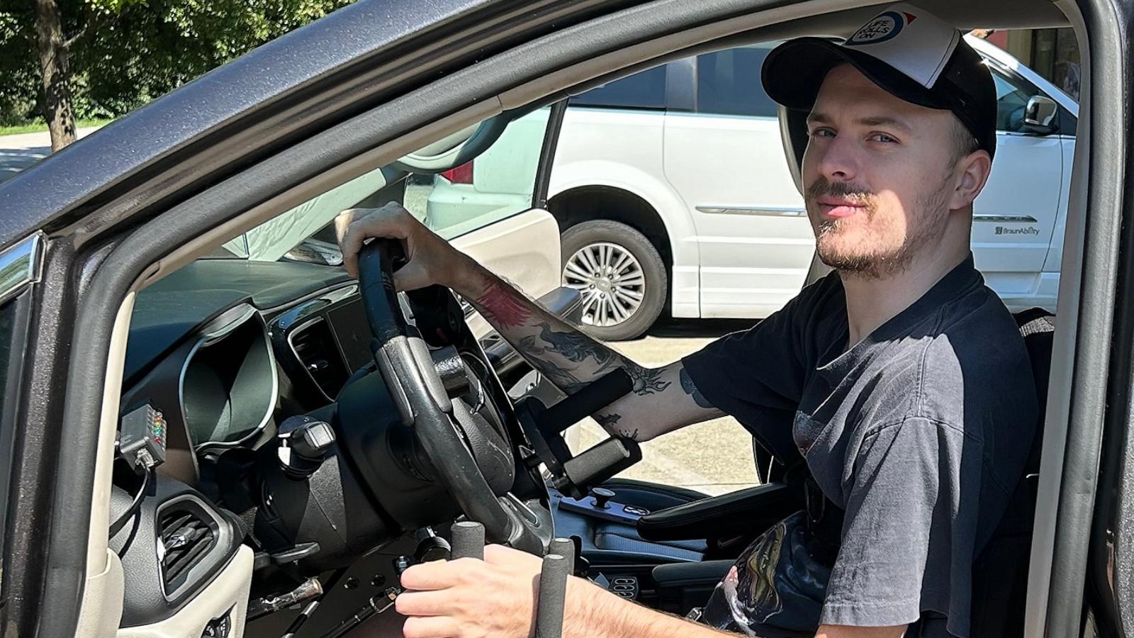 PHOTO: Ryley Hopper, 27, got behind the wheel of a specially equipped van on Aug. 14, his first time driving since he was paralyzed from the chest down at the age of 19.