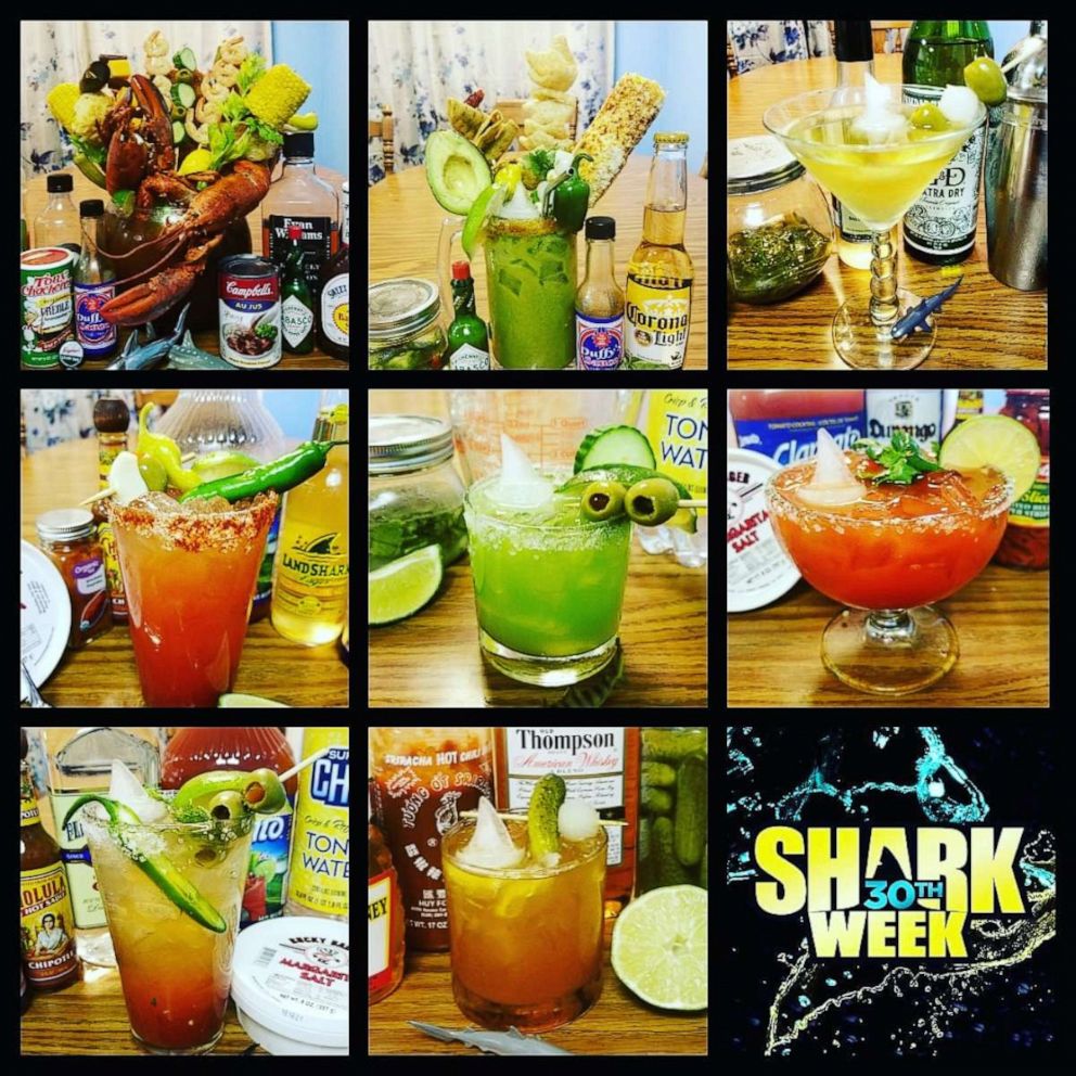 PHOTO: A collage of cocktails created by Sara Biesek for Shark Week 2018.