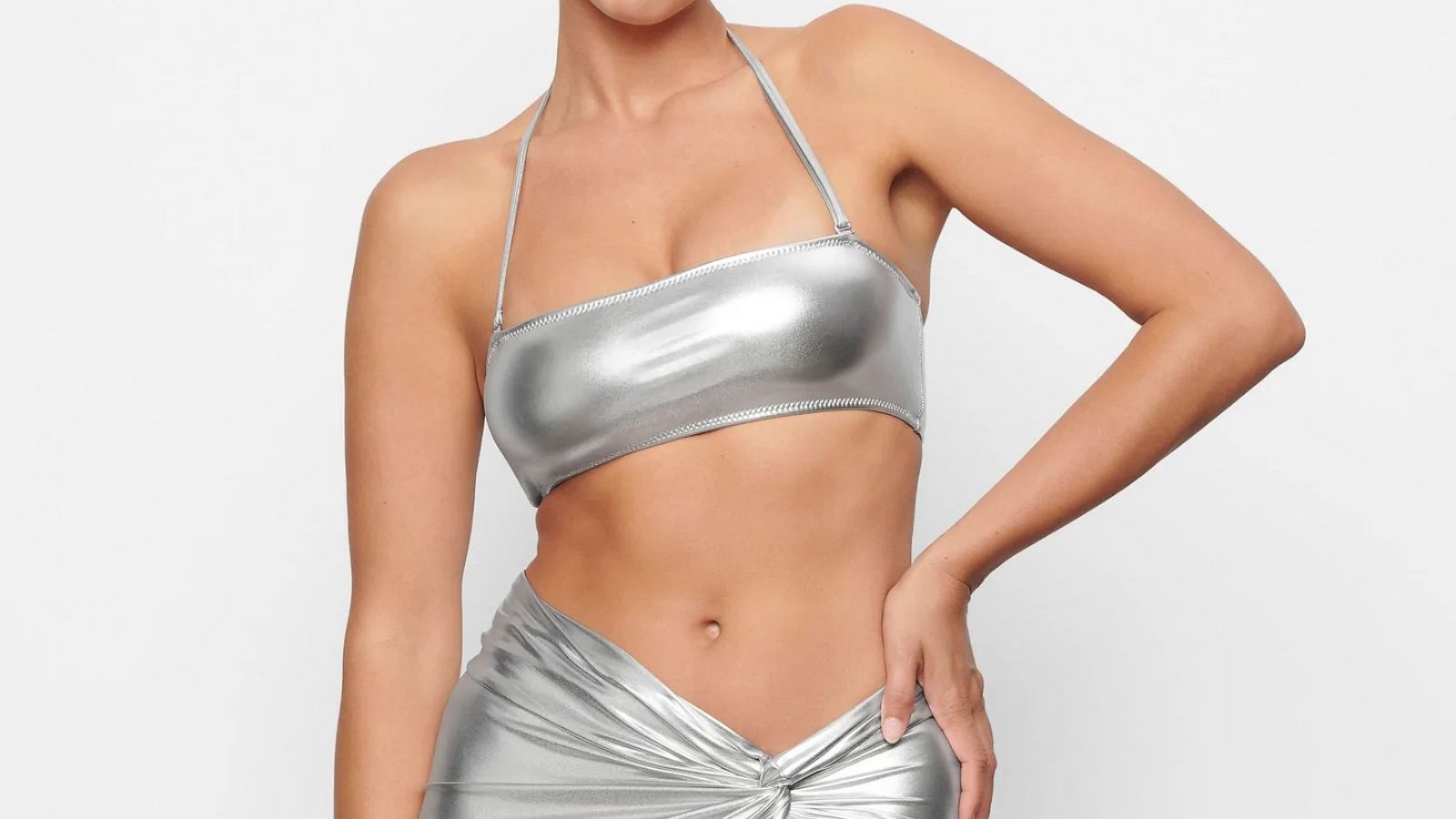 PHOTO: Skims Metallic Swim Bandeau Bikini Top