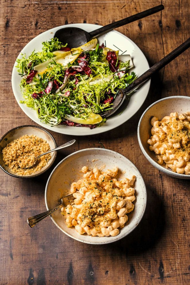 PHOTO: Stovetop mac and cheese with a bitter greens salad from Michael Symon's new cookbook.