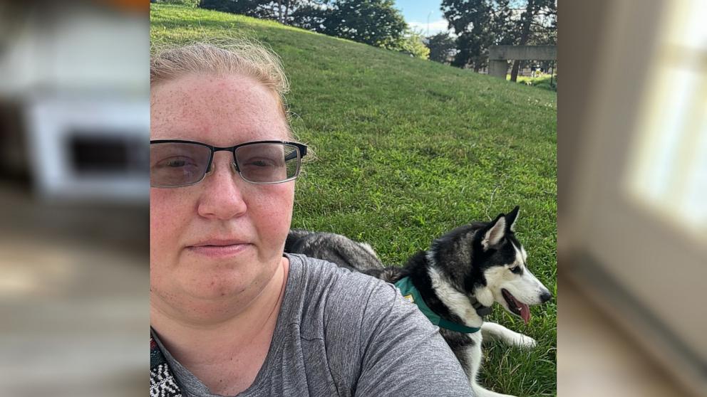 PHOTO: Samantha Griffin with her rescue dog Luna, a Siberian husky, whom she adopted in September 2023.