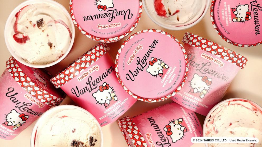 PHOTO: Pints of the new Hello Kitty Van Leeuwen limited edition ice cream.