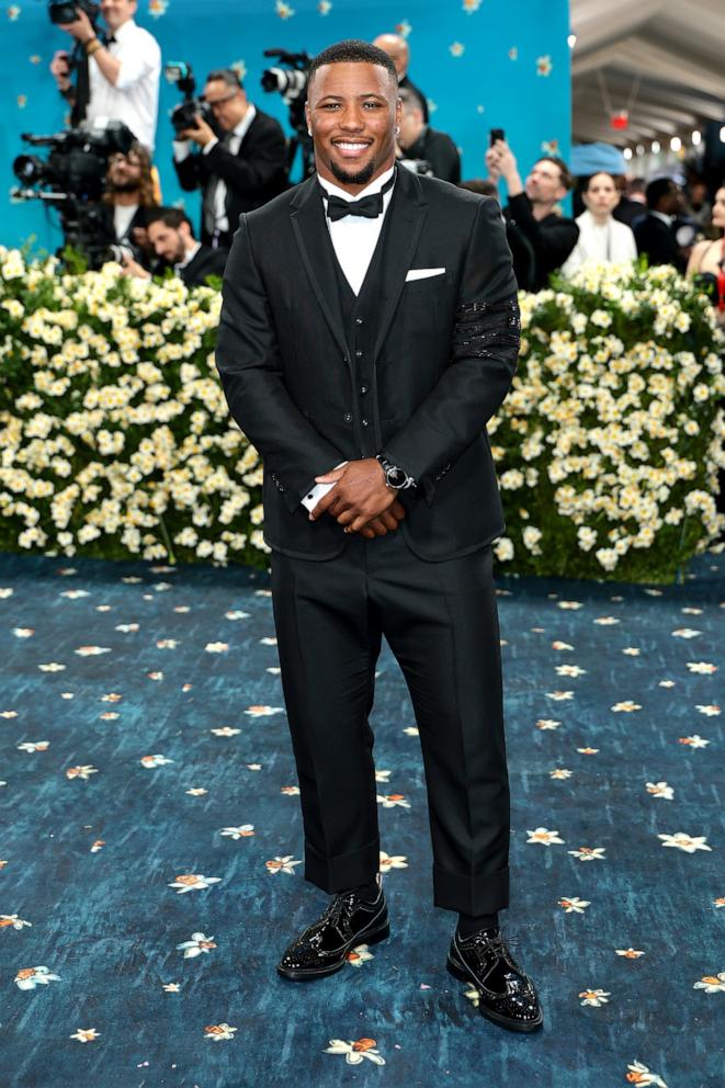 Saquon Barkley attends the 2025 Met Gala Celebrating "Superfine: Tailoring Black Style" on May 05, 2025 in New York City.