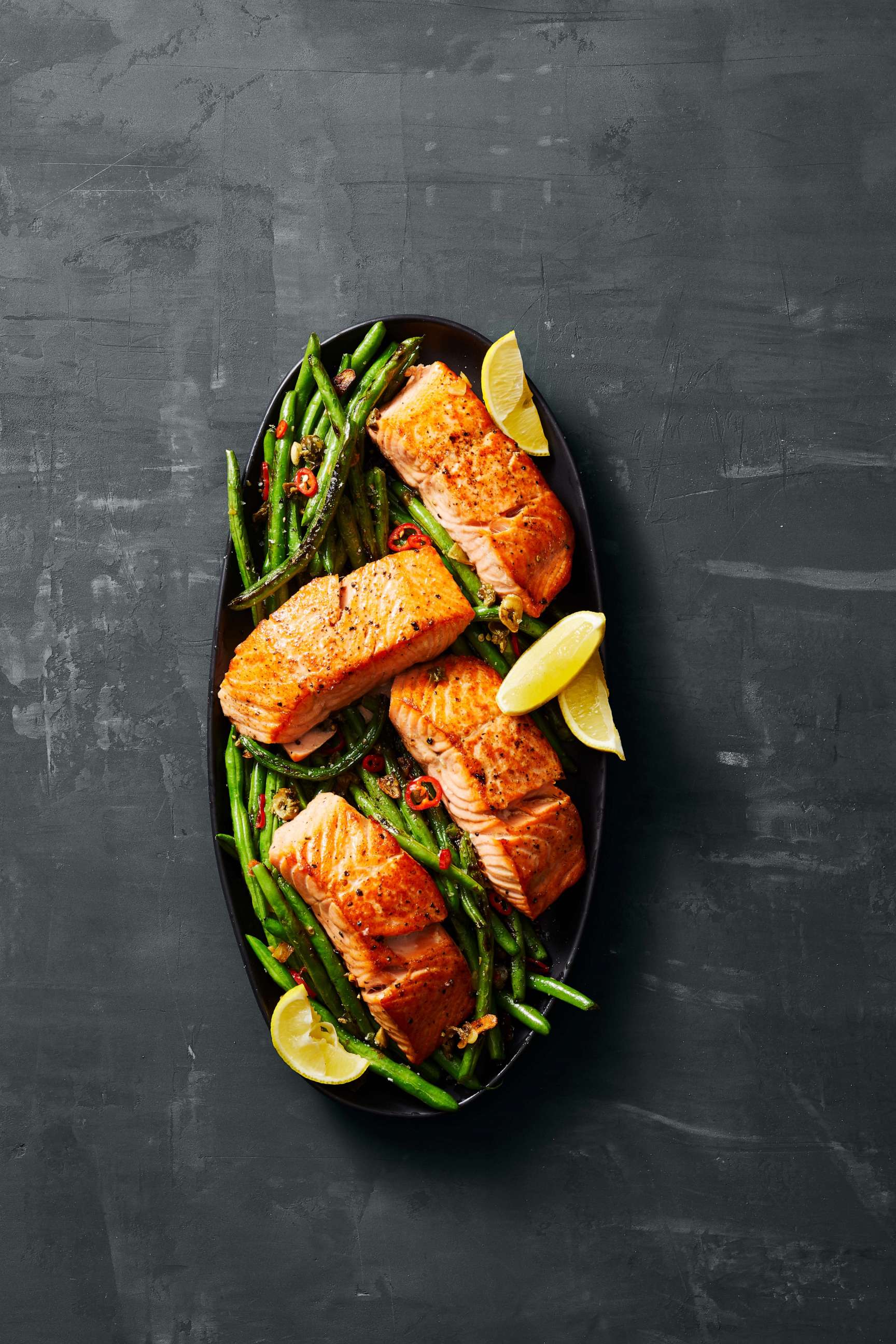 PHOTO: Seared Salmon With Charred Green Beans