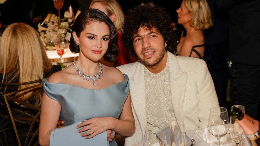 PHOTO: Selena Gomez and Benny Blanco attend the 82nd Annual Golden Globe Awards, Jan. 5, 2025, in Beverly Hills, Calif.