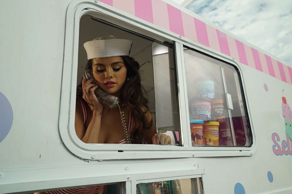 PHOTO: Selena Gomez in an ice cream truck for a music video.