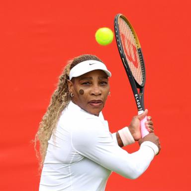Serena Williams of the United States plays a backhand during a practice session ahead of the HSBC Championships on June 07, 2026 in London, England. 