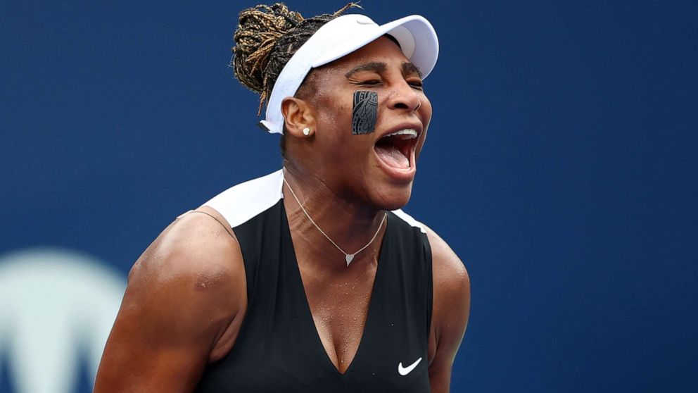 PHOTO: Serena Williams reacts after winning a point against Nuria Parrizas Diaz of Spain during the National Bank Open, part of the Hologic WTA Tour, at Sobeys Stadium on Aug. 8, 2022 in Toronto.