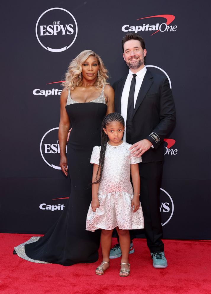 PHOTO: Alexis Olympia Ohanian Jr., Serena Williams and Alexis Ohanian attend the 2024 ESPY Awards at Dolby Theatre in Hollywood, Calif., July 11, 2024.