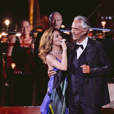 PHOTO: Shania Twain and Andrea Bocelli appear in this photograph taken at Andrea Bocelli 30: The Celebration in Tuscany.
