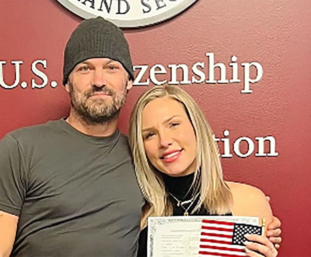 PHOTO: Sharna Burgess with Brian Austin Green after she became a U.S. citizen.
