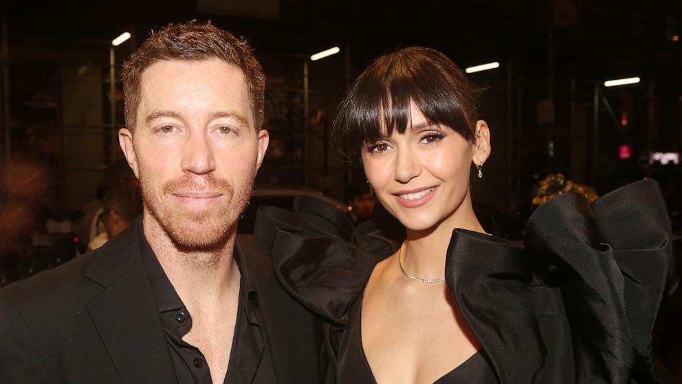 PHOTO: Shaun White and Nina Dobrev pose at the opening night of the revival of "Our Town" on Broadway at The Barrymore Theatre on Oct. 10, 2024 in New York City. 