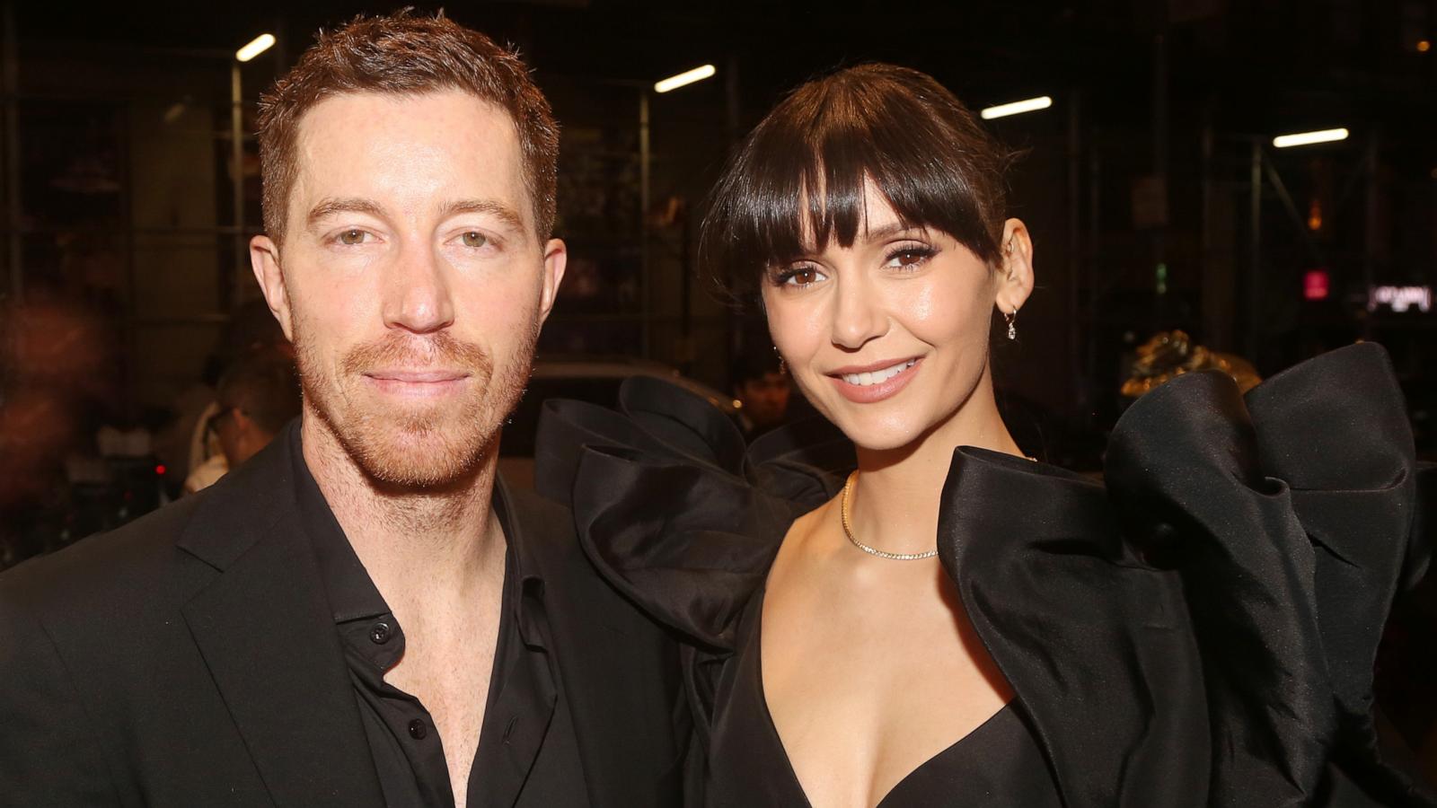 PHOTO: Shaun White and Nina Dobrev pose at the opening night of the revival of "Our Town" on Broadway at The Barrymore Theatre on Oct. 10, 2024 in New York City.