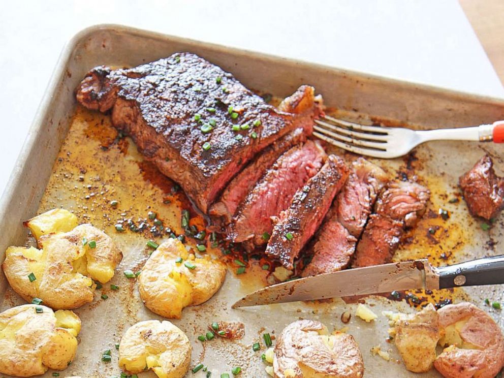 PHOTO: Sheet pan steak and crispy potatoes.
