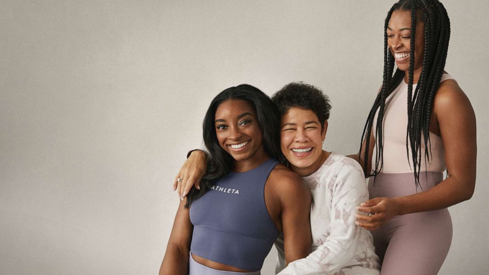 PHOTO: Simone Biles poses with her mom and sister for Athleta's 'The Power of We' campaign.