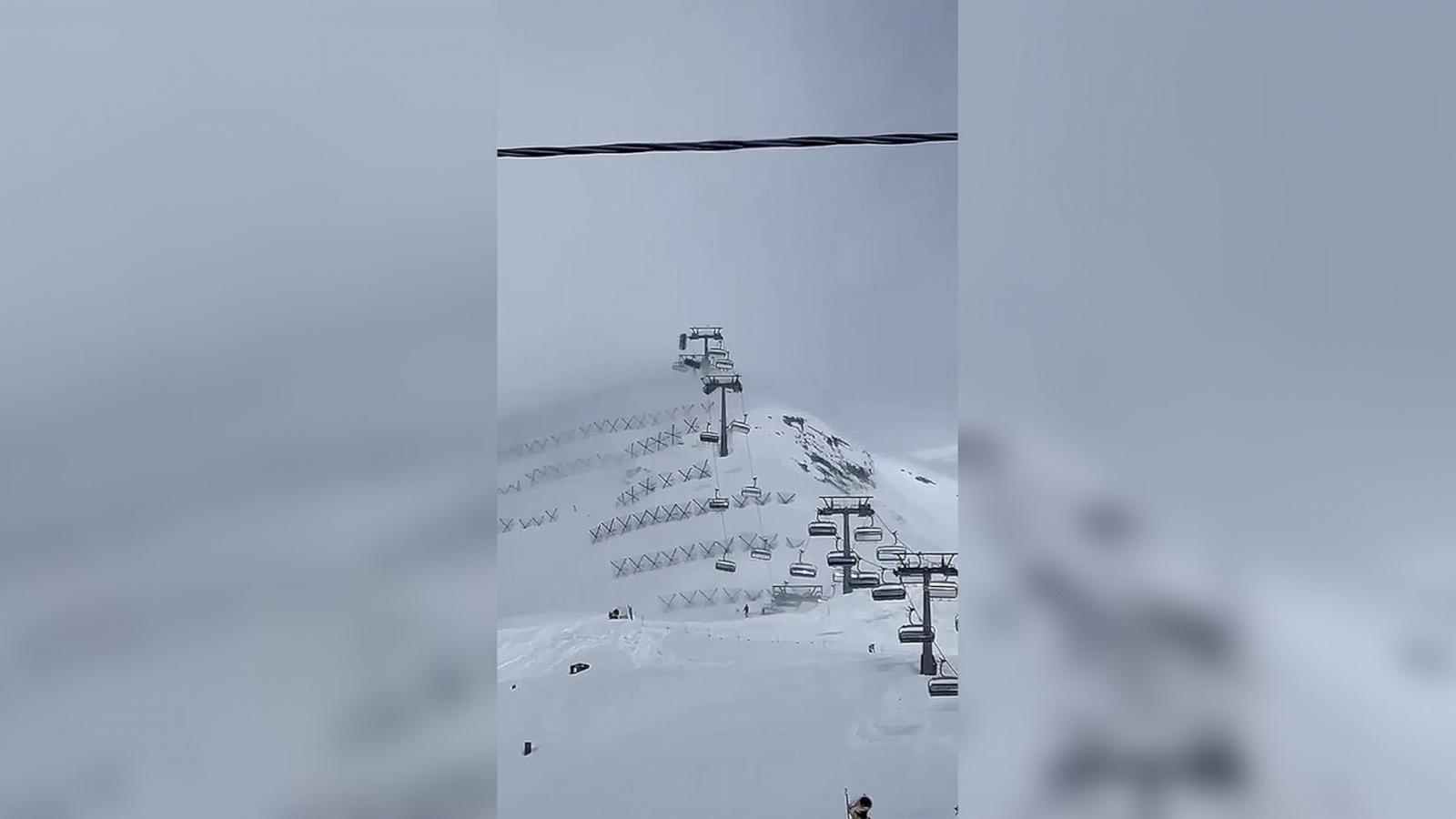 PHOTO: Andy Crabtree shared a video he captured of chair lifts being violently swung around by strong winds at Cervino Ski Paradise in Italy, March 28, 2024.
