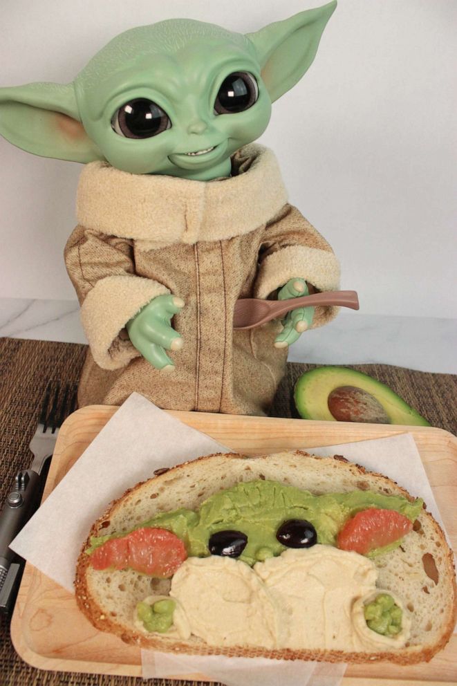 PHOTO: Hasbro's Galactic Snackin' Grogu with a slice of Grogu avocado toast.