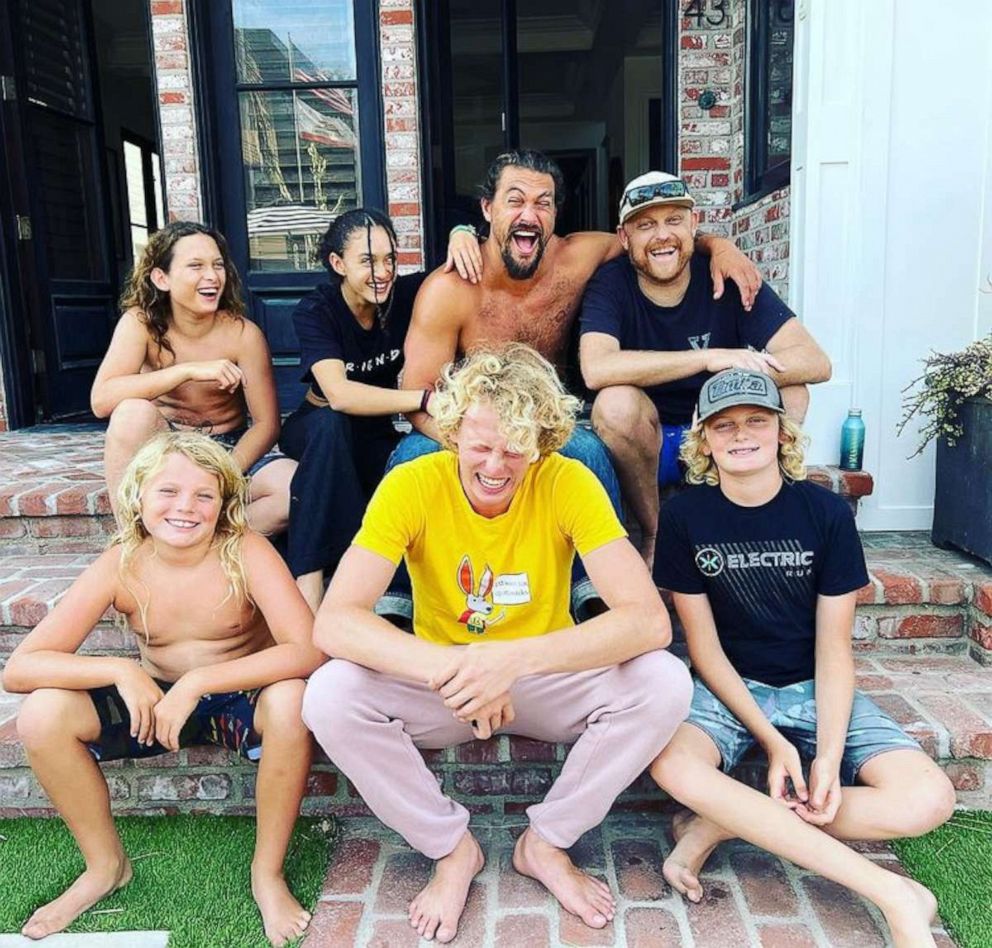 PHOTO: Travis Snyder, far right, poses with his friend actor Jason Momoa and family members.