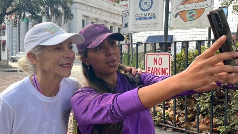 PHOTO: Sonnia Gallo Saavedra met marathon runner Kathrine Switzer after starting a 261 Fearless club in Ecuador.