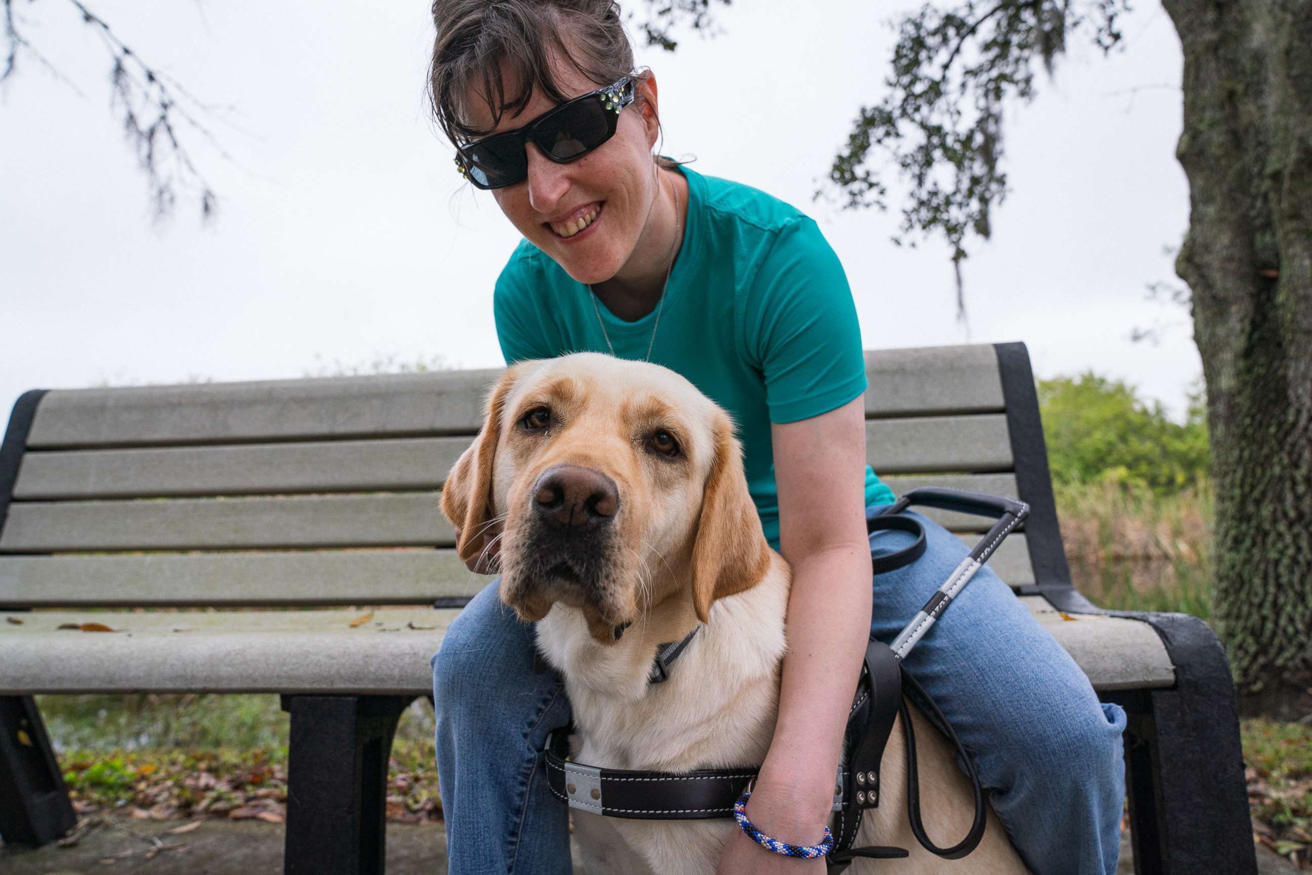 PHOTO: Jessica Woods with her guide dog Rubi.