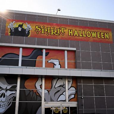 PHOTO: The "Jack The Reaper" logo displayed in the windows of a Spirit Halloween seasonal holiday store in the location, August 26, 2024 in Los Angeles.