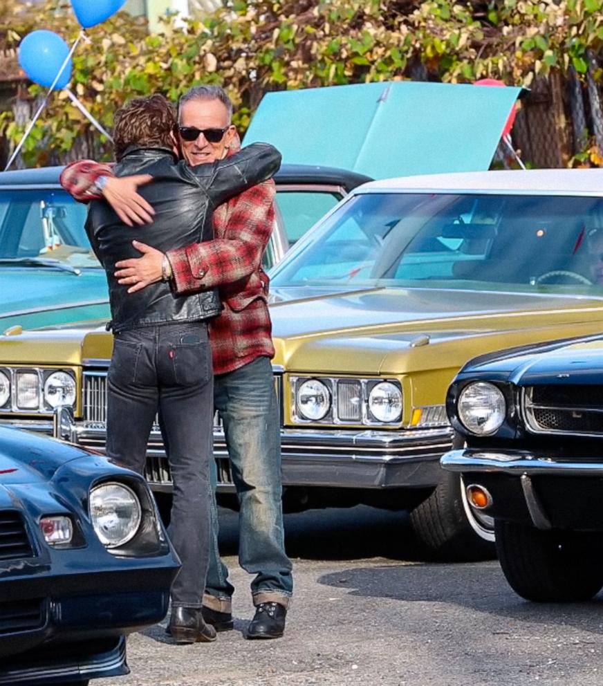 PHOTO: Jeremy Allen White and Bruce Springsteen are seen on the set of the film 'Deliver Me From Nowhere' on Nov. 4, 2024 in Bayonne, N.J.