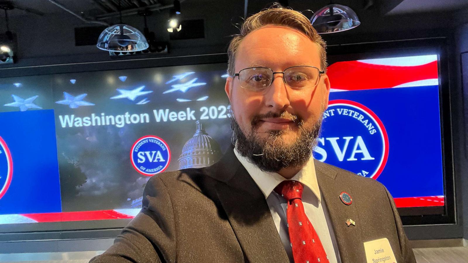 PHOTO: Jamie Springston credits the nonprofit organization Student Veterans of America for helping to save his life. He is now the Marshall University Student Veterans of America Chapter President.