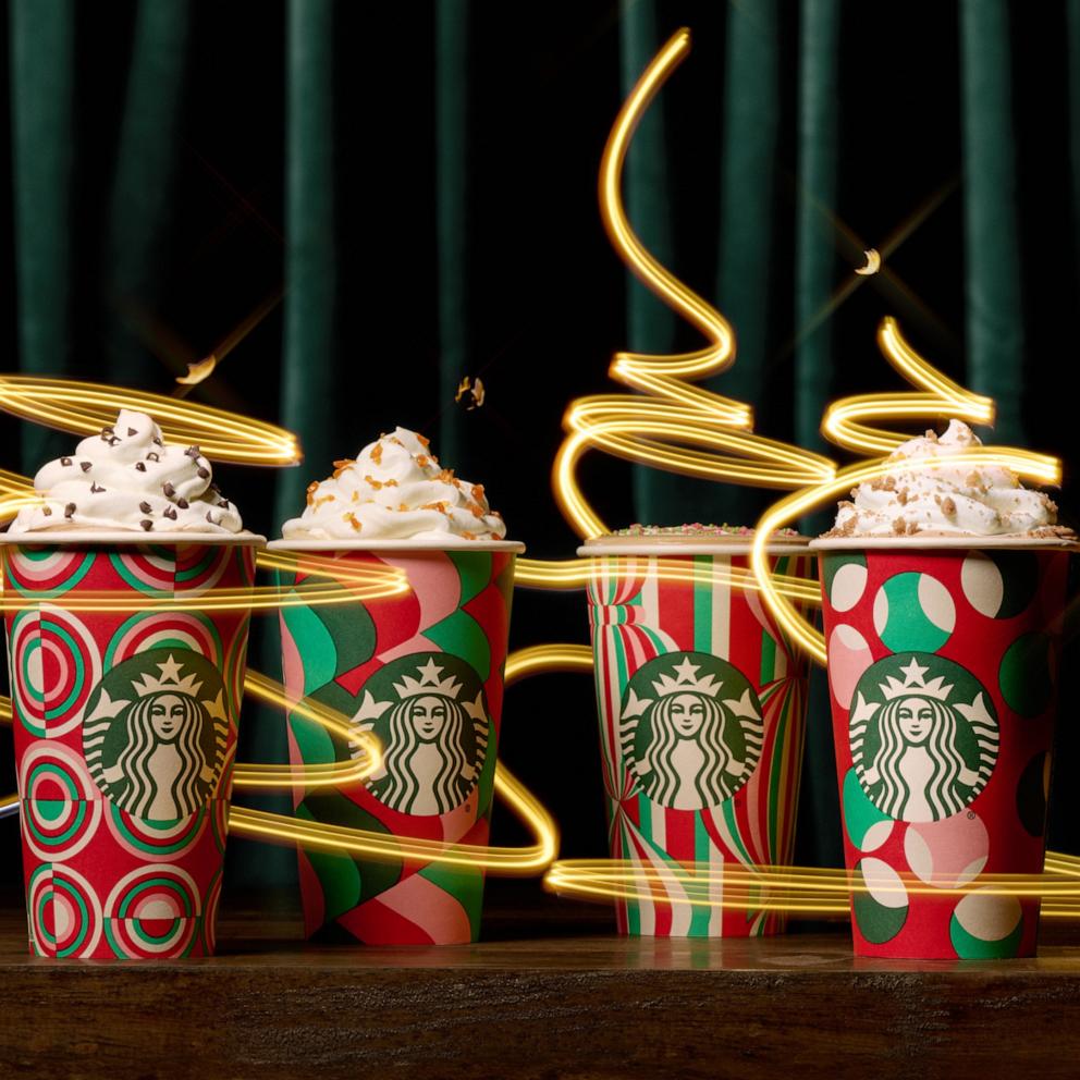 PHOTO: Four hot holiday drinks available Nov. 7 at Starbucks.