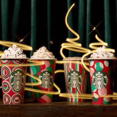 PHOTO: Four hot holiday drinks available Nov. 7 at Starbucks.