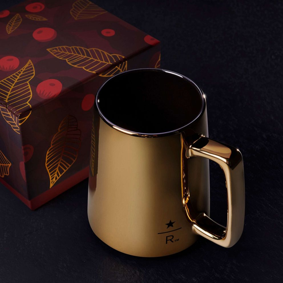 Starbucks Red and Gold Flake Ceramic 12 OZ Hot Coffee Mug Tumbler Cup 