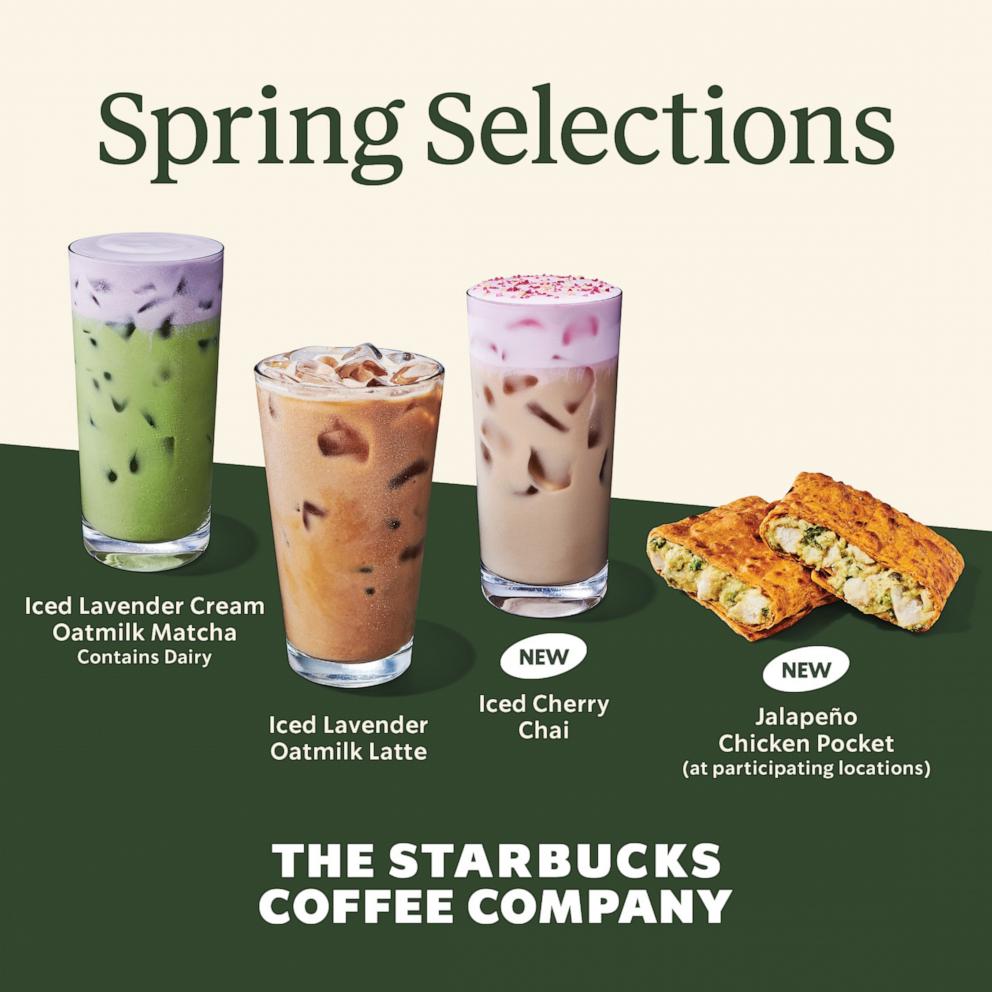 PHOTO: A new lineup of menu items at Starbucks this spring.