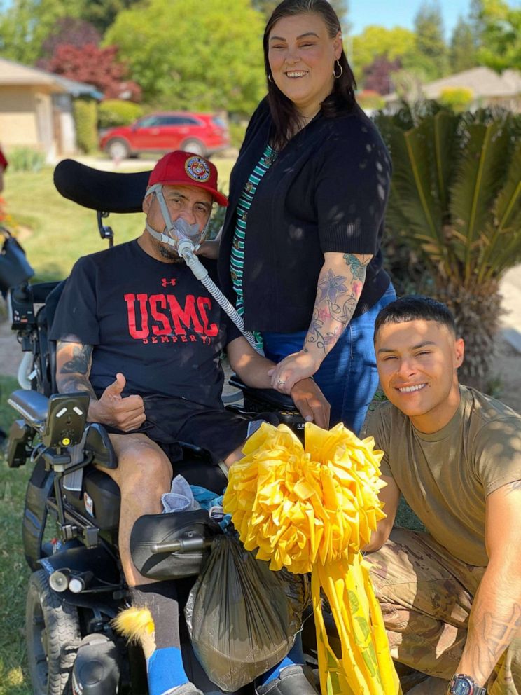 PHOTO: Jordan’s homecoming was coordinated with the Salinas family, with help from the Red Cross, the VA and the Fresno Police Department.